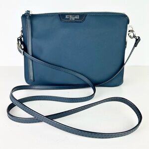 MZ Wallace Pippa Navy Blue Nylon Accordion Crossbody Clutch Bag Purse